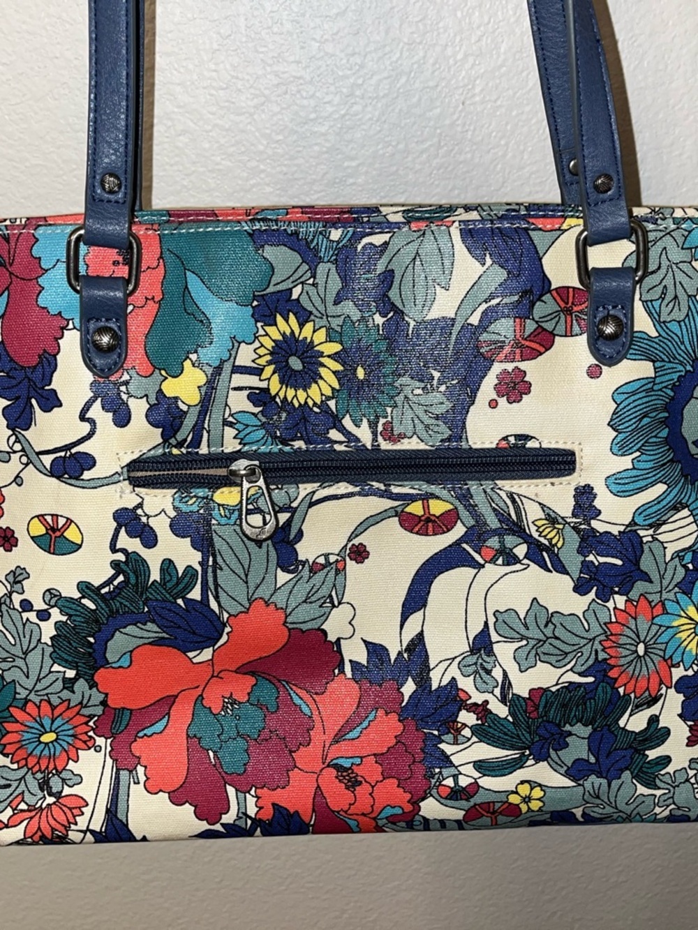 Sakroots Navy-Handled Floral Print Tote - Picture 2 of 10